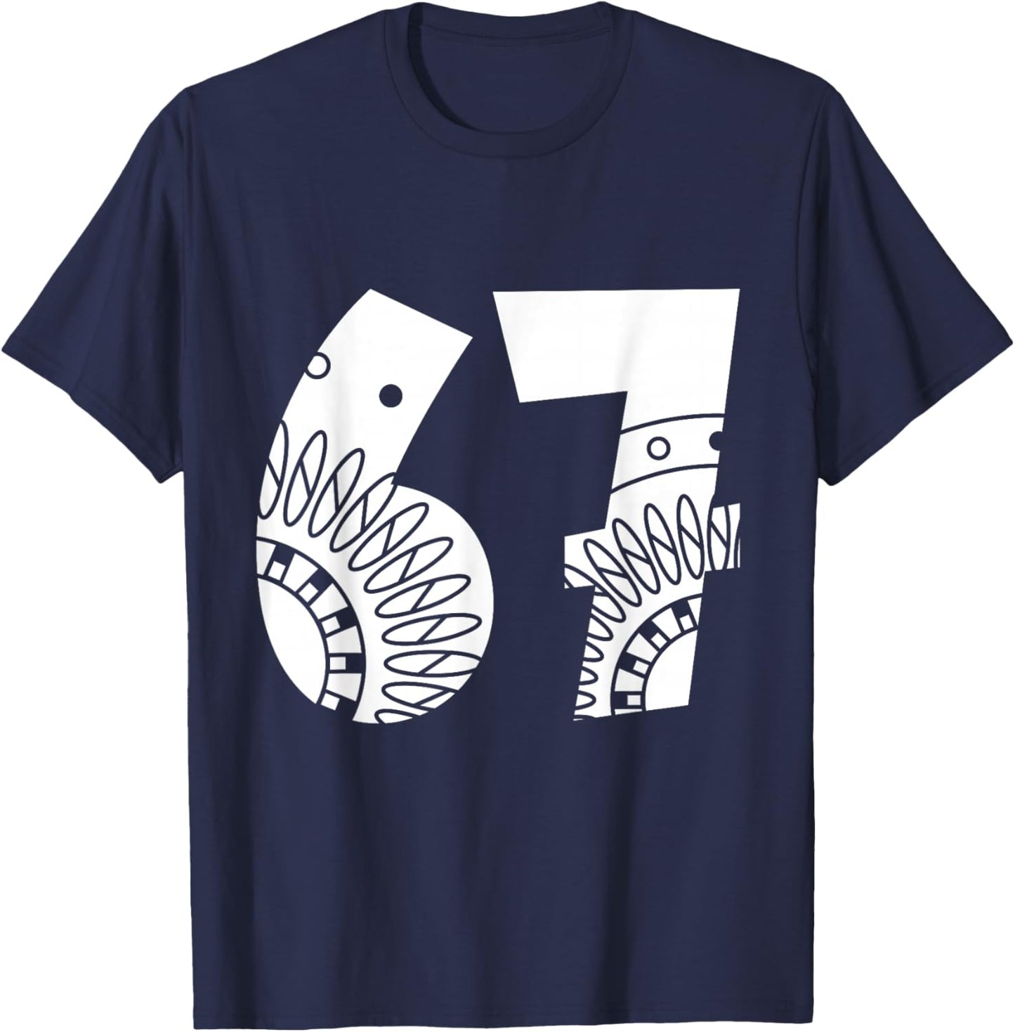 67 Nordic Scandi Abstrait Art Populaire Géométrique Chiffres T-Shirt - T-Shirt | Navy