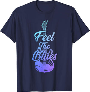 Feel The Blues Music Guitar Player Musician Vintage T-Shirt - T-Shirt | Navy