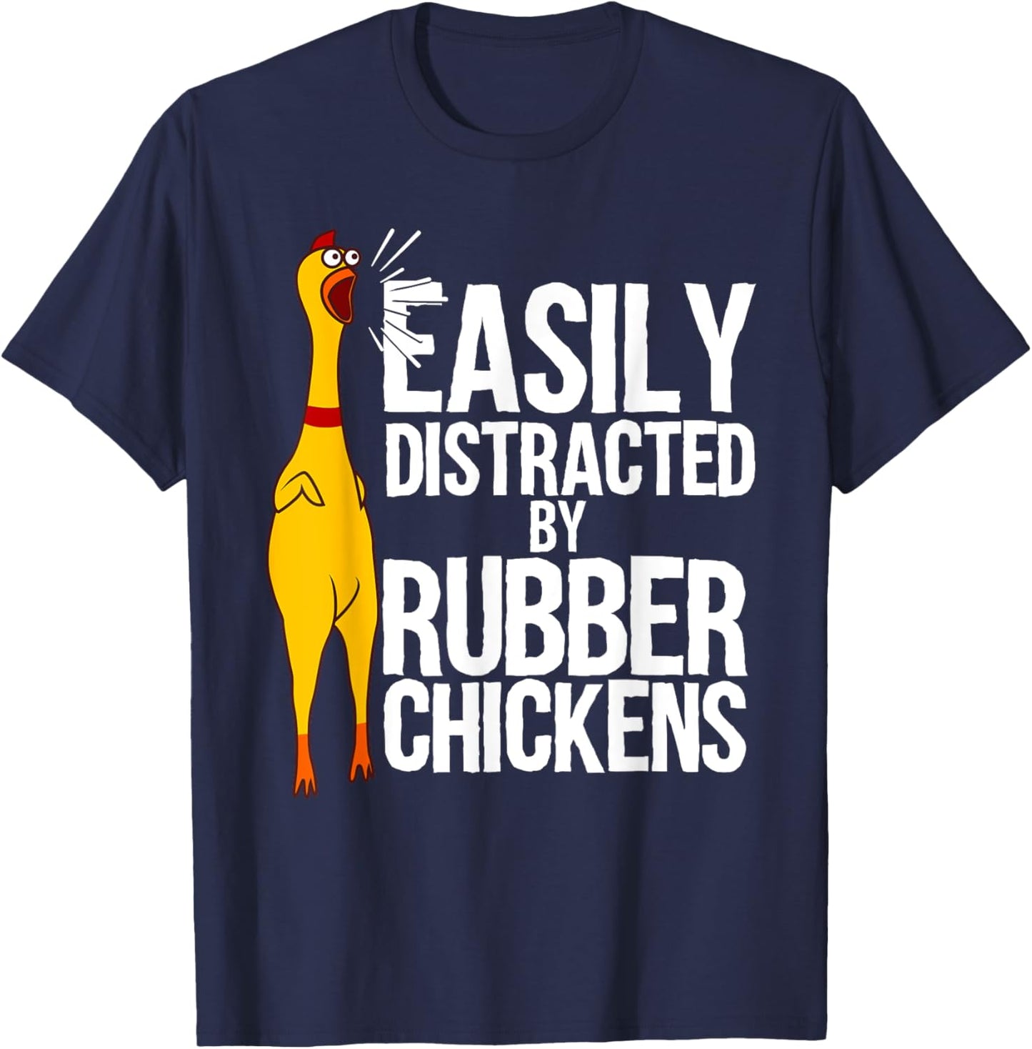 Funny Rubber Chicken Art Women Giant Rubber Chicken T-Shirt - T-Shirt | Navy