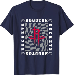 NBA Houston Rockets Retro Checkerboard Wave T-Shirt - T-Shirt | Navy