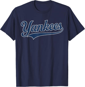 Yankees Vintage Retro Style , Classic 70s & 80s Yankees T-Shirt - T-Shirt | Navy