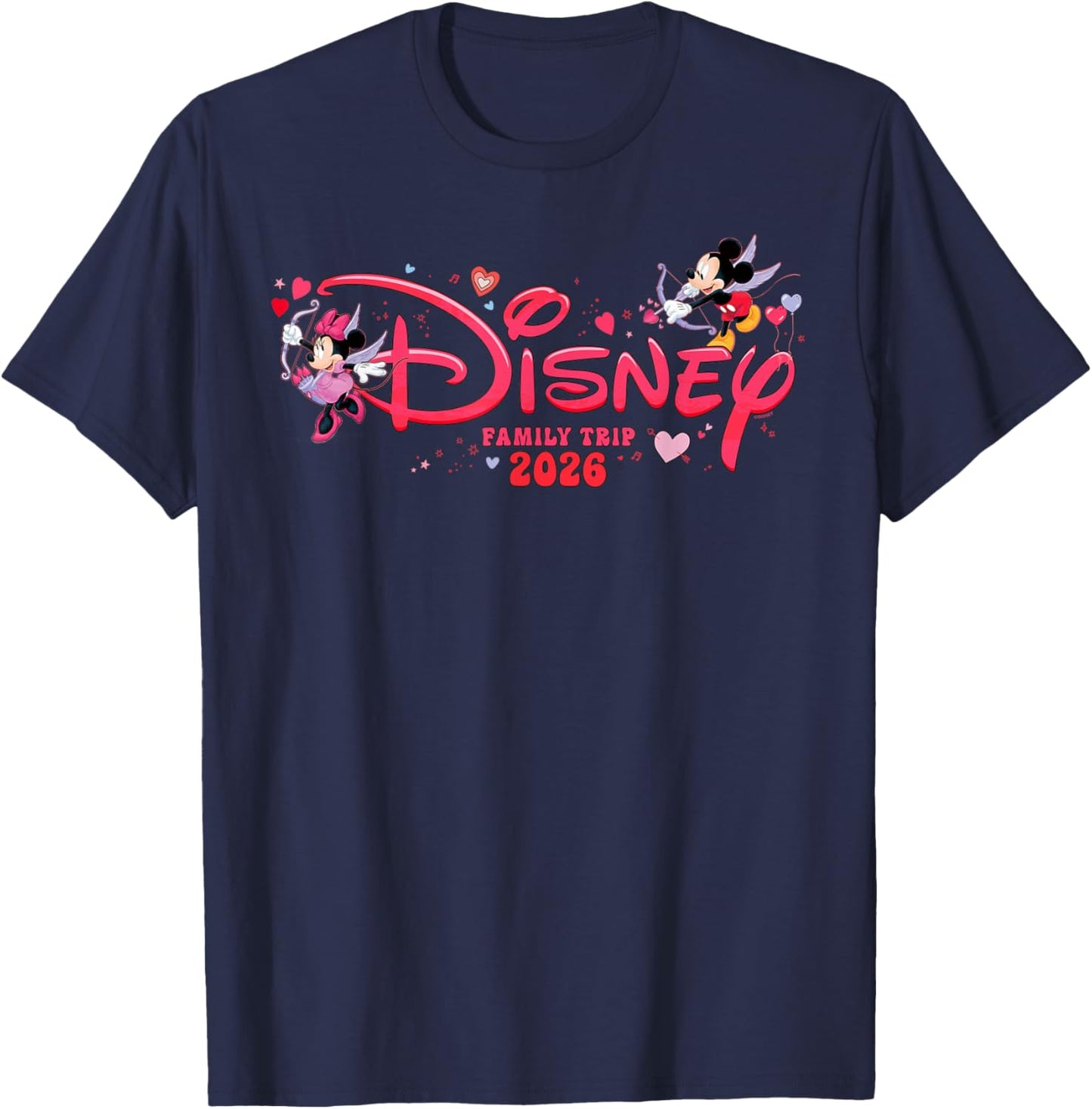 Disney Mickey & Minnie Valentine's Day Family Trip 2026 Logo T-Shirt - T-Shirt | Navy