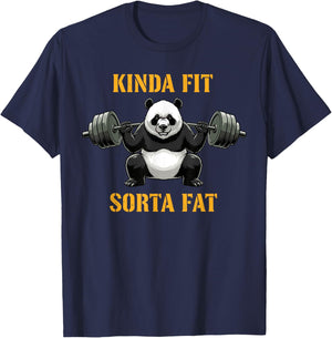 Powerlifting Fat Guy Shirt Kinda Fit Sorta Fat Panda T-Shirt - T-Shirt | Navy