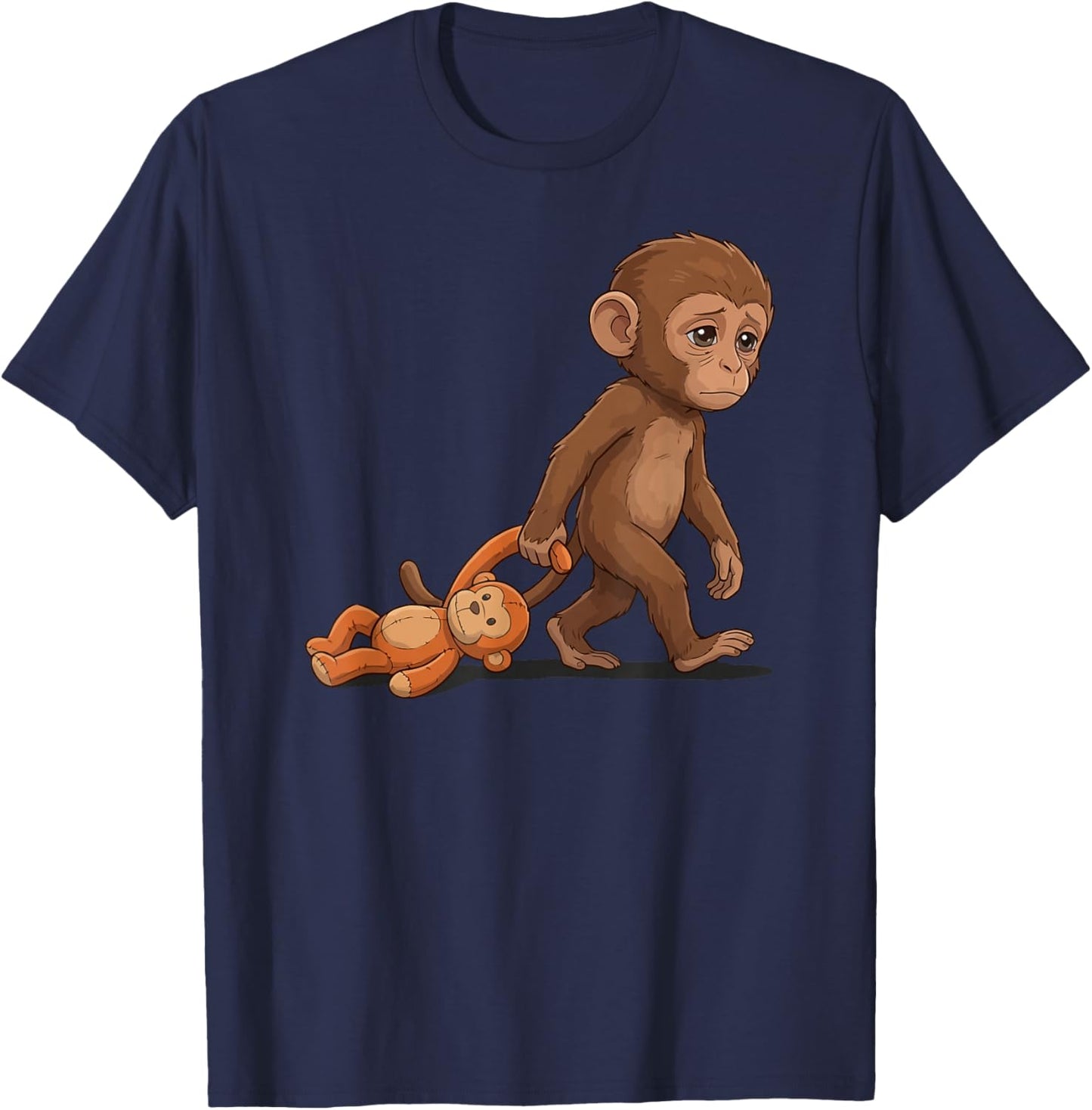 Team Punch Cute Baby Monkey Hugging Plush T-Shirt - T-Shirt | Navy
