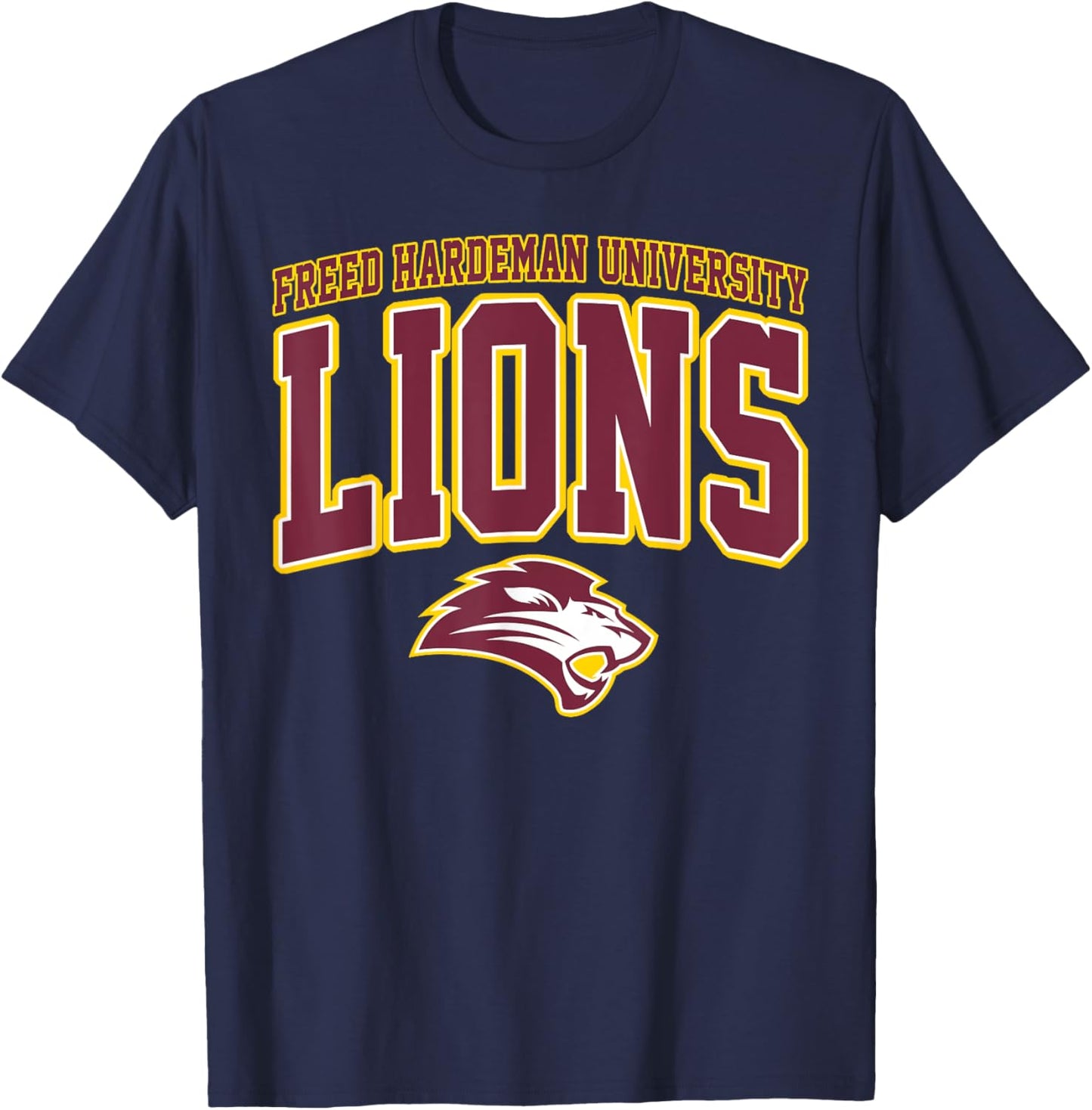 Freed-Hardeman University Lions Arch Vintage Sports Design T-Shirt - T-Shirt | Navy