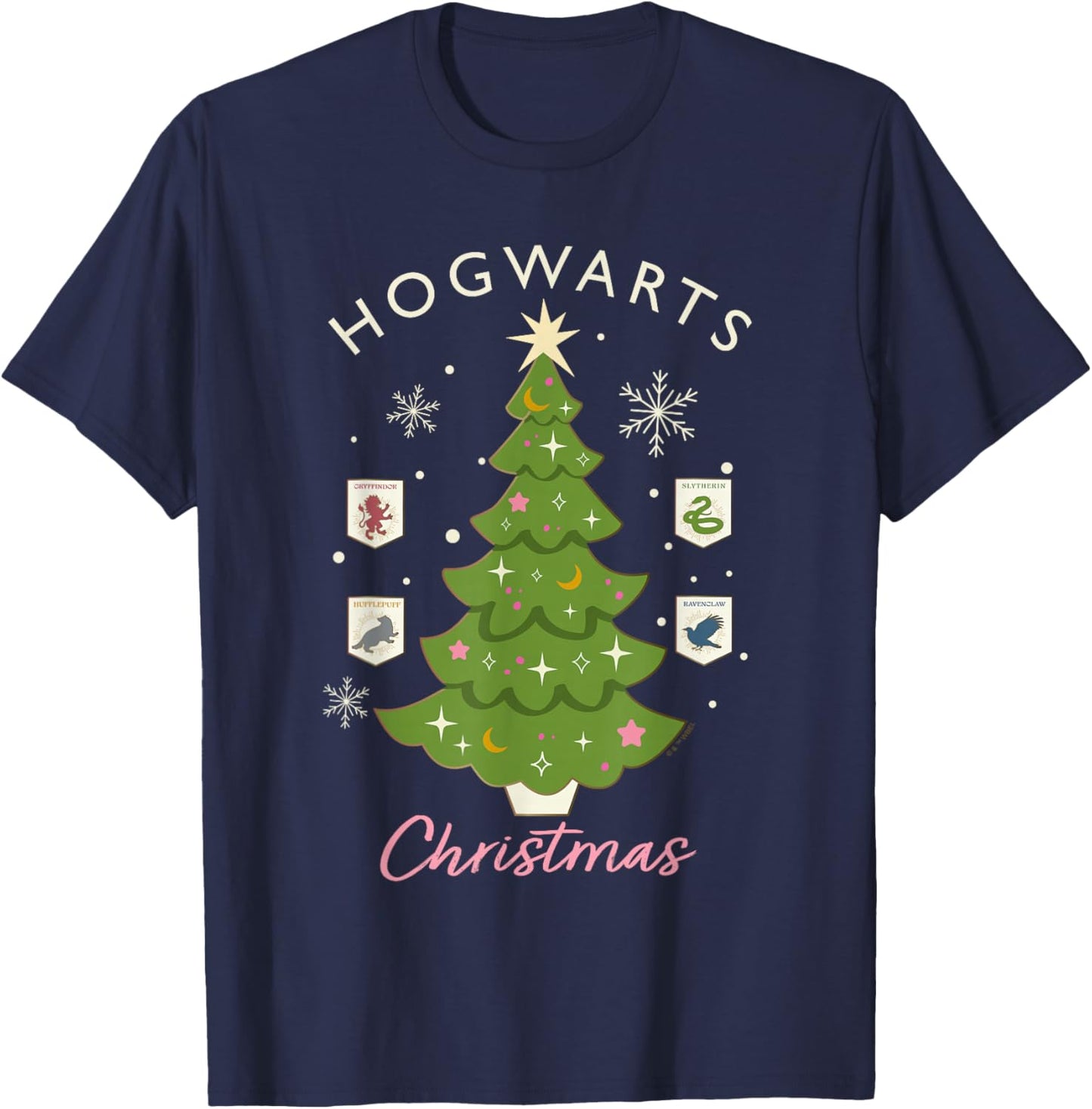 Harry Potter Hogwarts Christmas Tree T-Shirt - T-Shirt | Navy