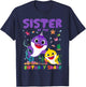 Funny Sister Of The Birthday Family Shark Birthday Boy Girl T-Shirt - T-Shirt | Navy