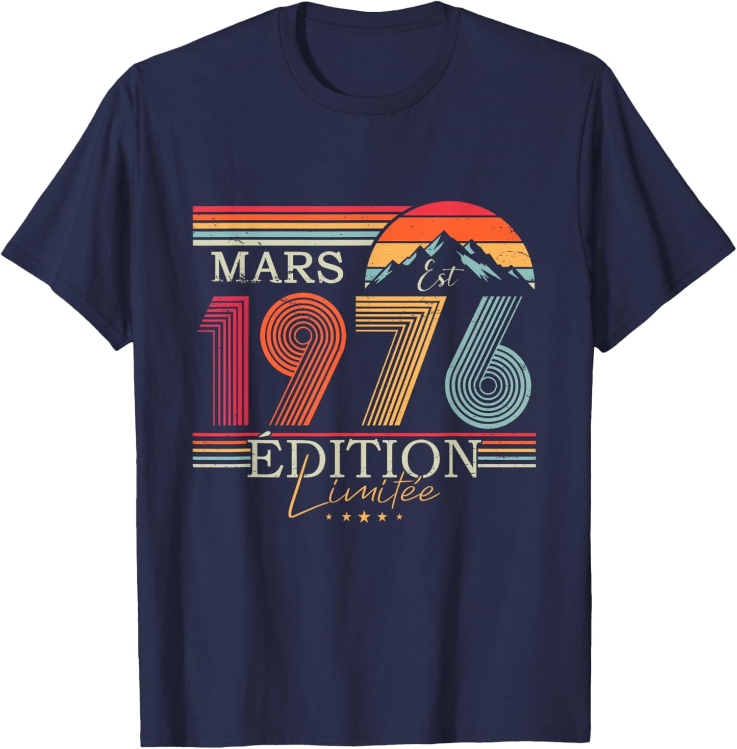 1976 Vintage March Birthday Retro Man Woman Gift T-Shirt - T-Shirt | Navy