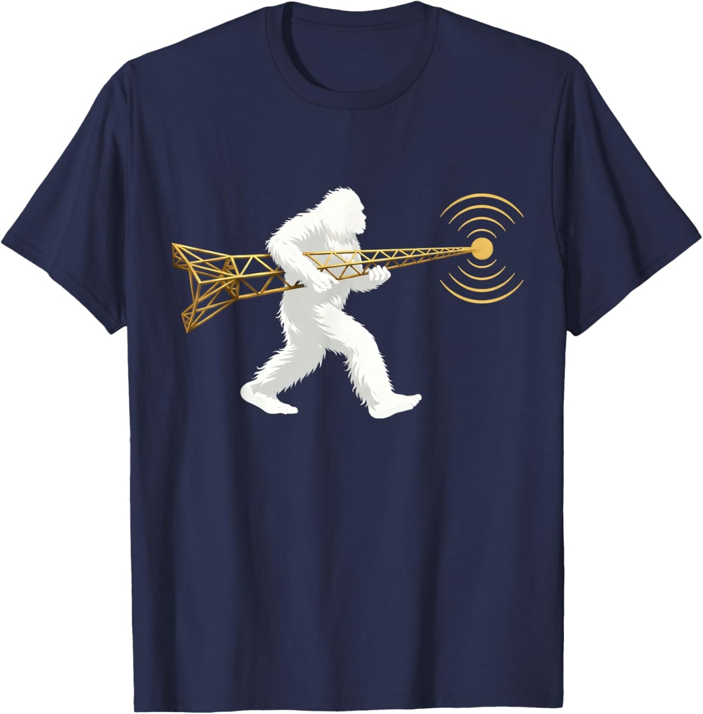 Funny Ham Radio Bigfoot Radio Tower Nerdy Geek CW Operator T-Shirt - T-Shirt | Navy