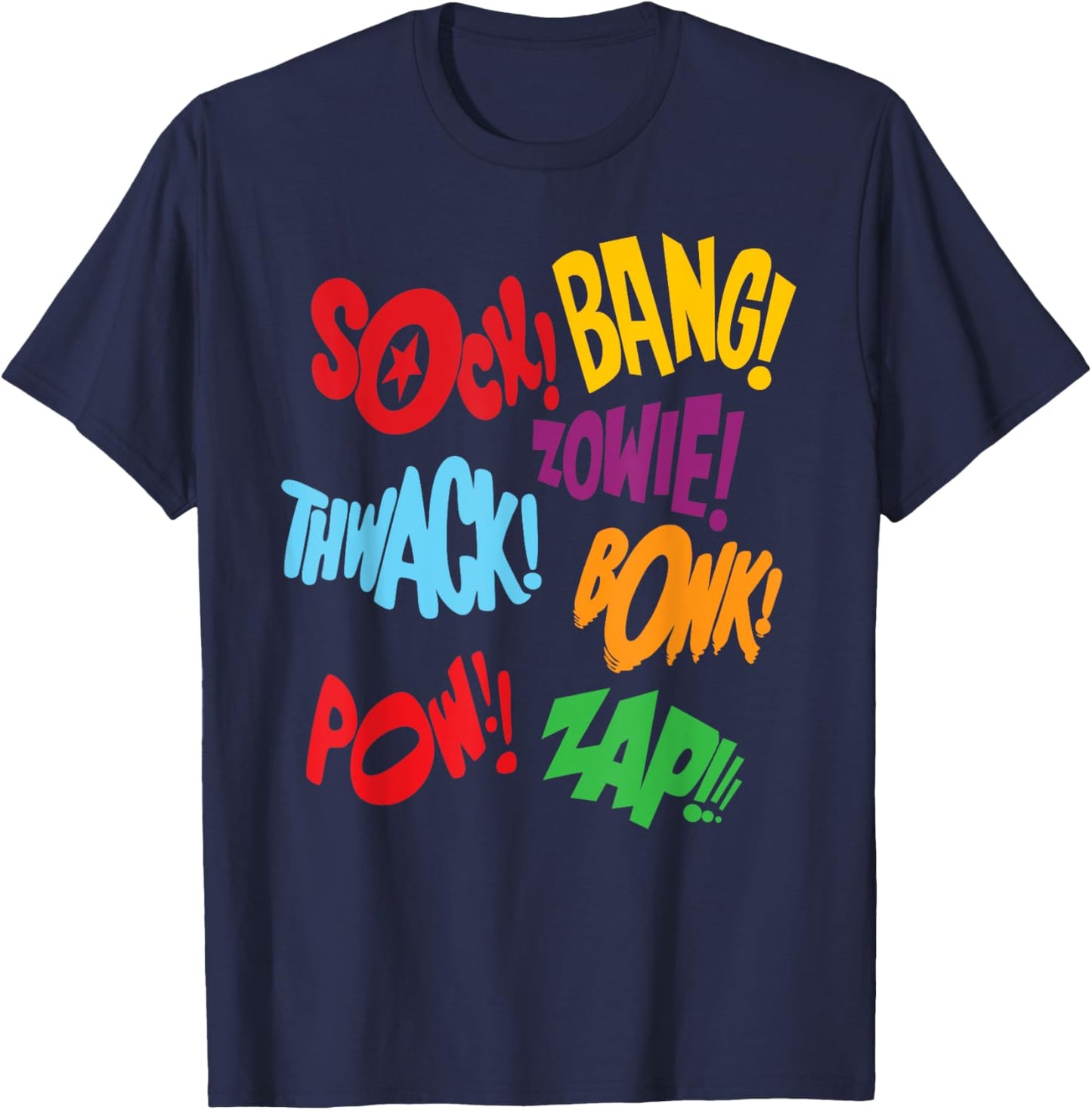 Retro Comic Book Action Sound Effects Sock Bang Pow T-Shirt - T-Shirt | Navy