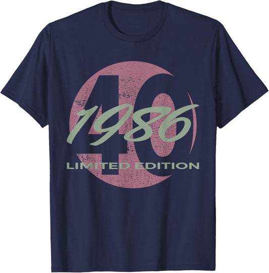 40th Birthday Man Woman 40 Years 1986 Funny Gift T-Shirt - T-Shirt | Navy