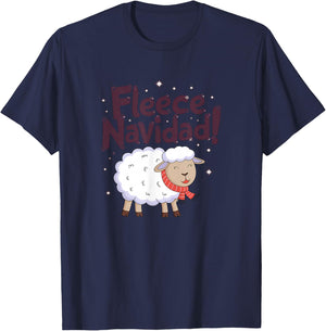 Fleece Navidad Funny Christmas Sheep Festive T-Shirt - T-Shirt | Navy