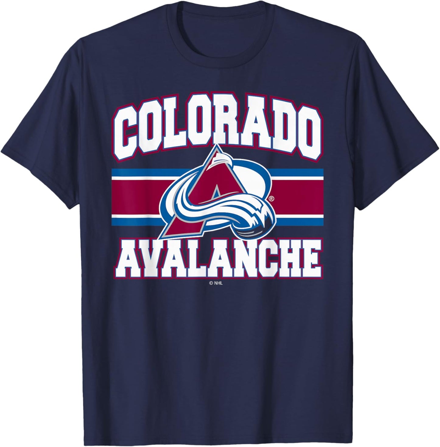 Colorado Avalanche Stripe Black Officially Licensed T-Shirt - T-Shirt | Navy