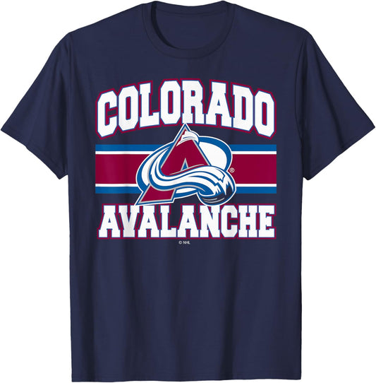 Colorado Avalanche Stripe Black Officially Licensed T-Shirt - T-Shirt | Navy