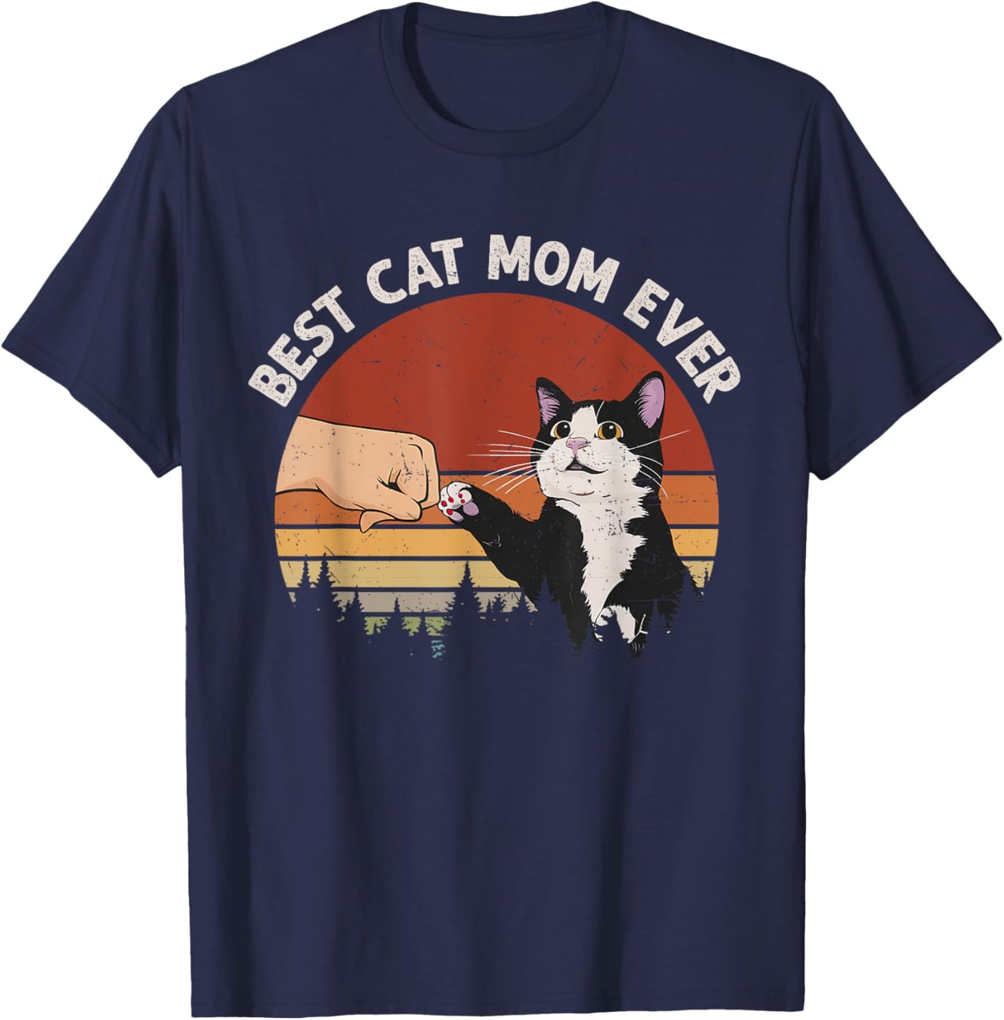 Best Cat Mom Ever Vintage Funny Cat T-Shirt - T-Shirt | Navy