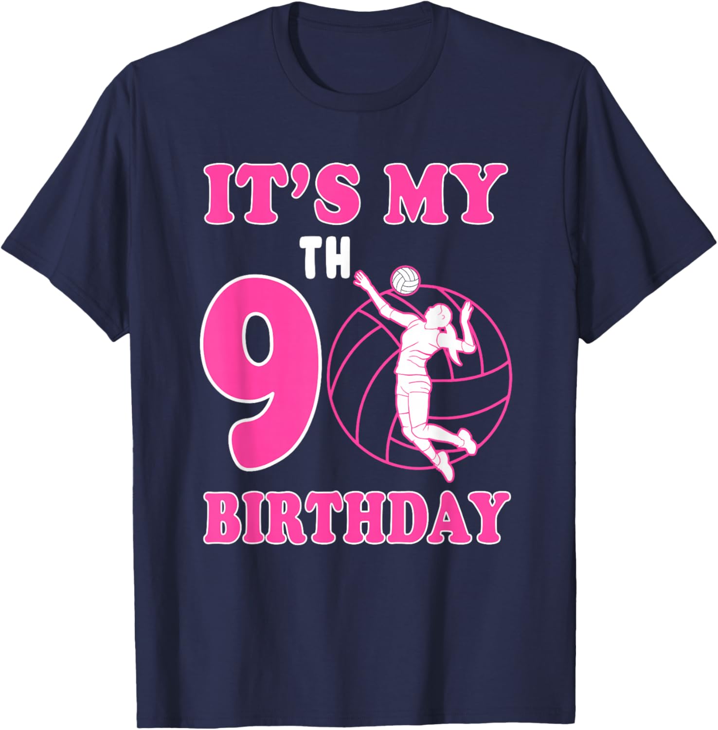 It's My 9th Birthday 9 Year Old Bday Volleyball Player T-Shirt - T-Shirt | Navy