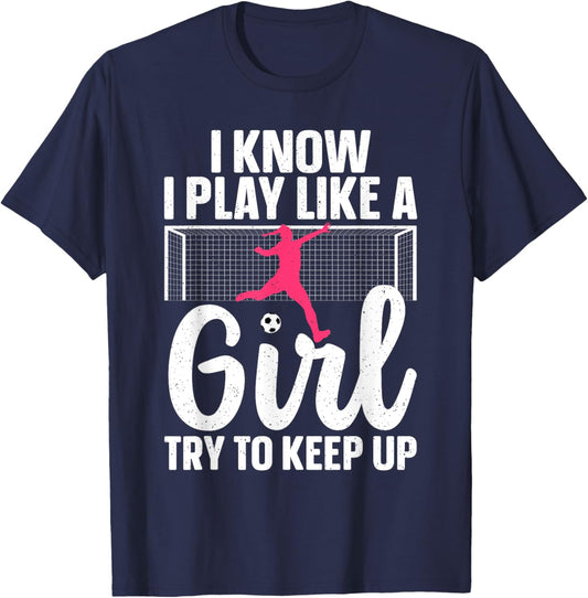 Funny Soccer Art Girls Soccer Player Soccer Lover T-Shirt - T-Shirt | Navy