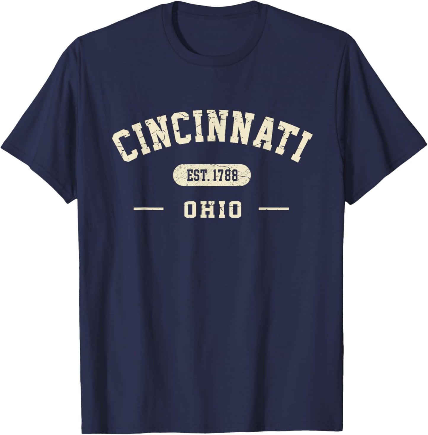 Cincinnati Ohio Est 1788 Vintage Retro Athletic Style T-Shirt - T-Shirt | Navy