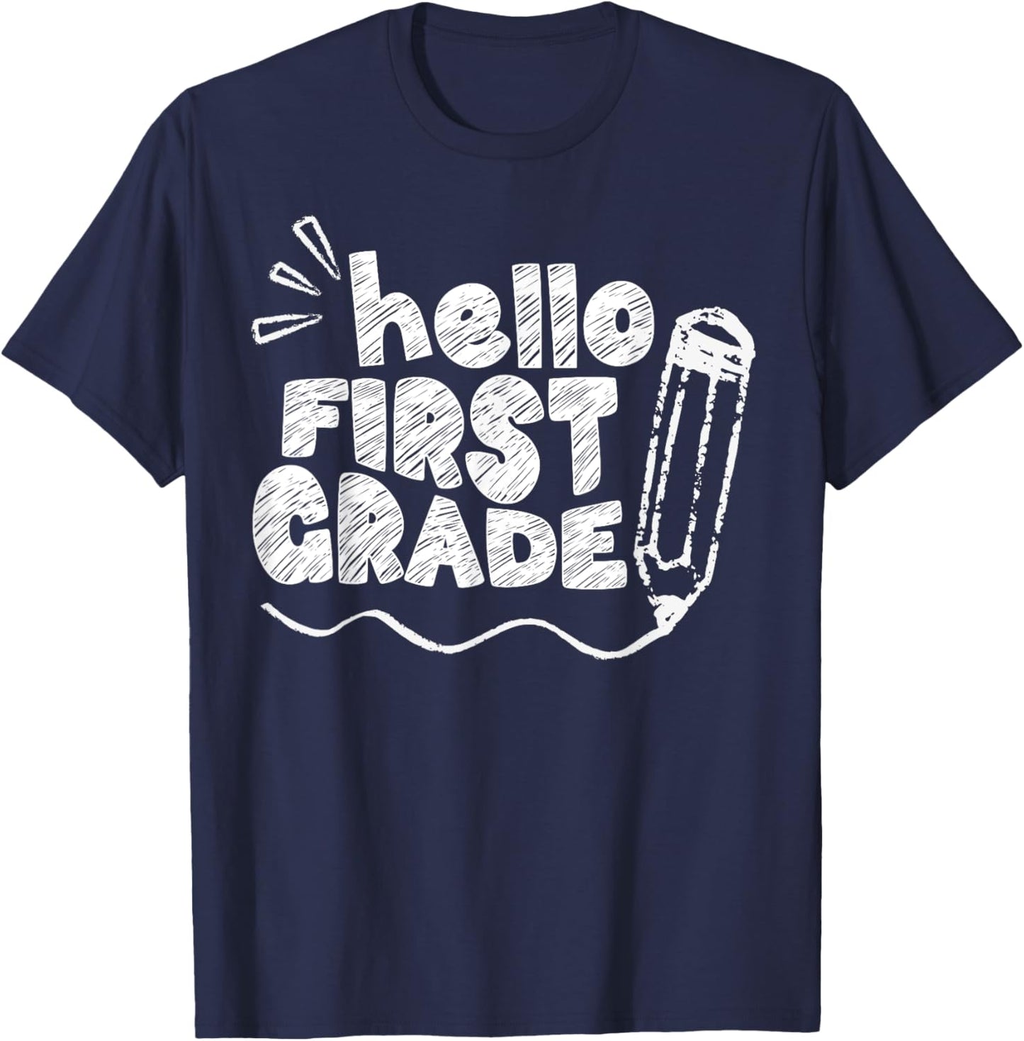 Hello First Grade Team 1st Grade Back to School Teacher Kids T-Shirt - T-Shirt | Navy