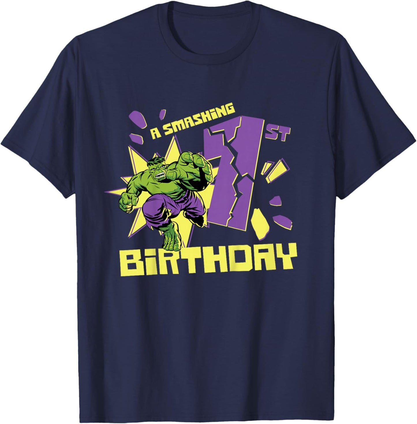 Marvel Super Heroes Hulk A Smashing 1st Birthday Party T-Shirt - T-Shirt | Navy