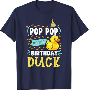 Pop Pop of The Birthday Duck Boy Rubber Duck Bday Family T-Shirt - T-Shirt | Navy