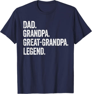 Dad Grandpa Great-Grandpa Legend Vintage Distressed Graphic T-Shirt - T-Shirt | Navy