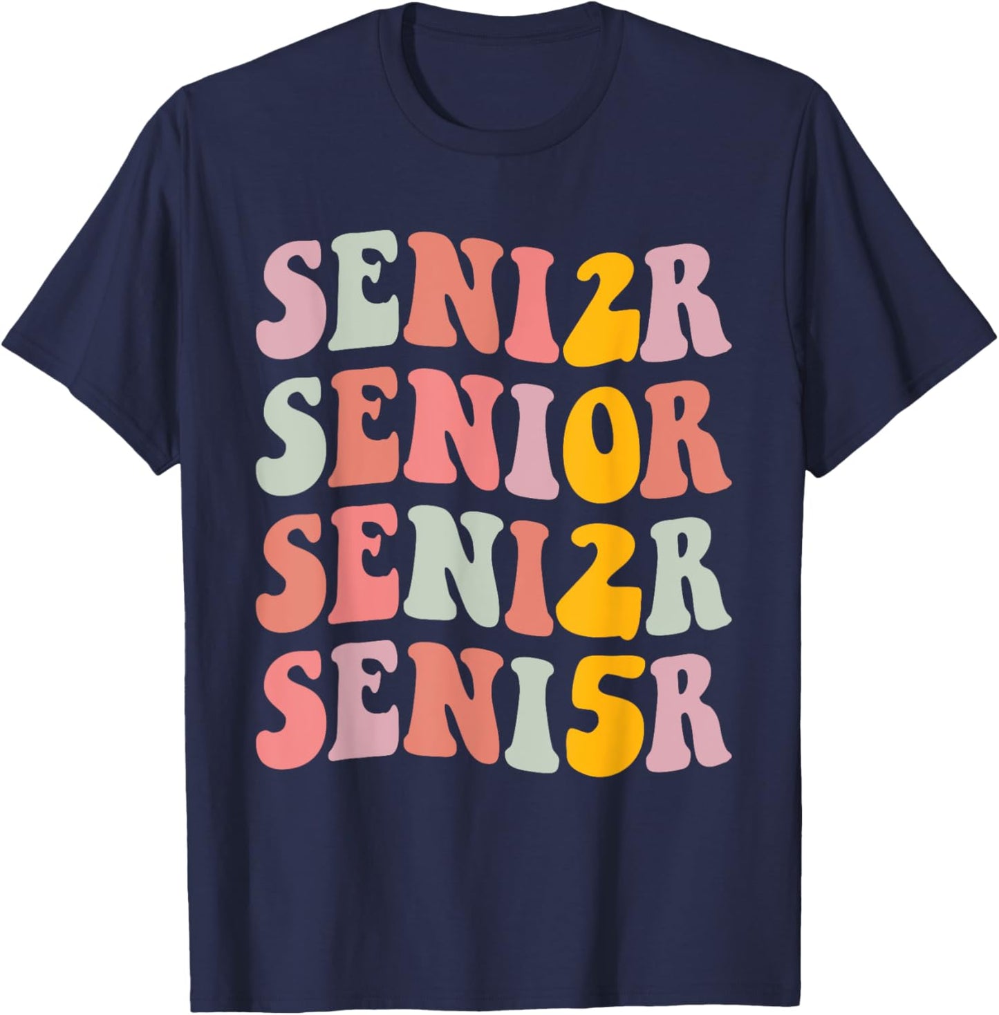 Senior 2025 hippie college graduation class of T-Shirt - T-Shirt | Navy