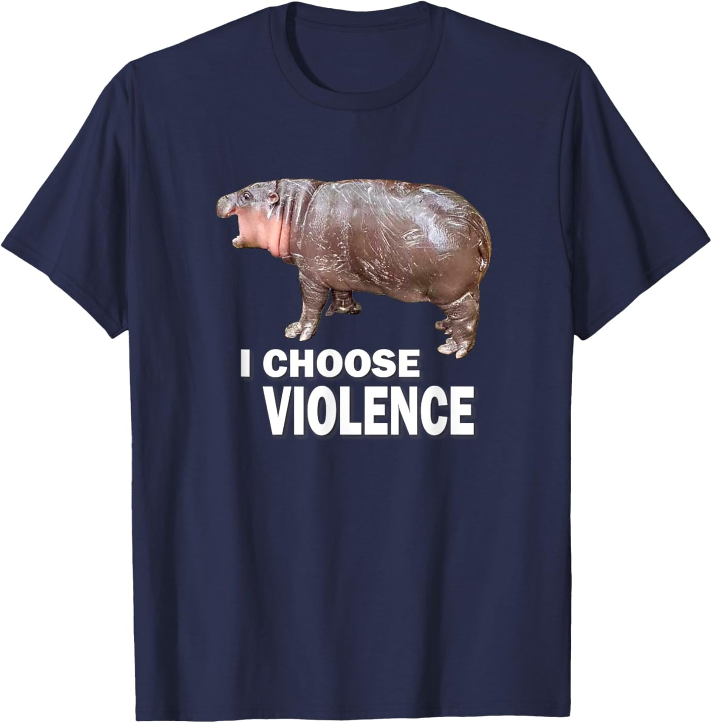 Choose Violence Meme Moo Deng Ungovernable T-Shirt - T-Shirt | Navy
