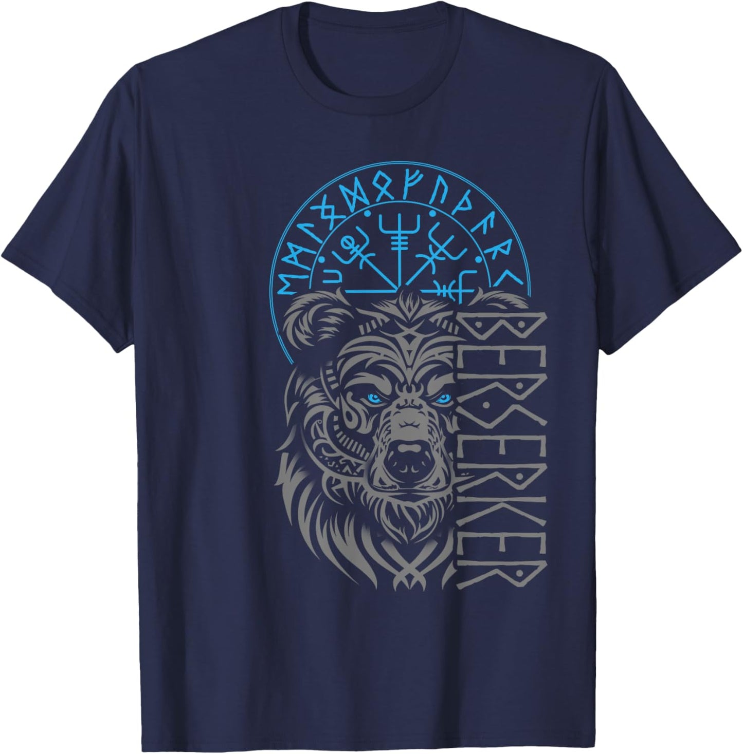 Berserker & Viking Compass - Norse Bear Design T-Shirt - T-Shirt | Navy