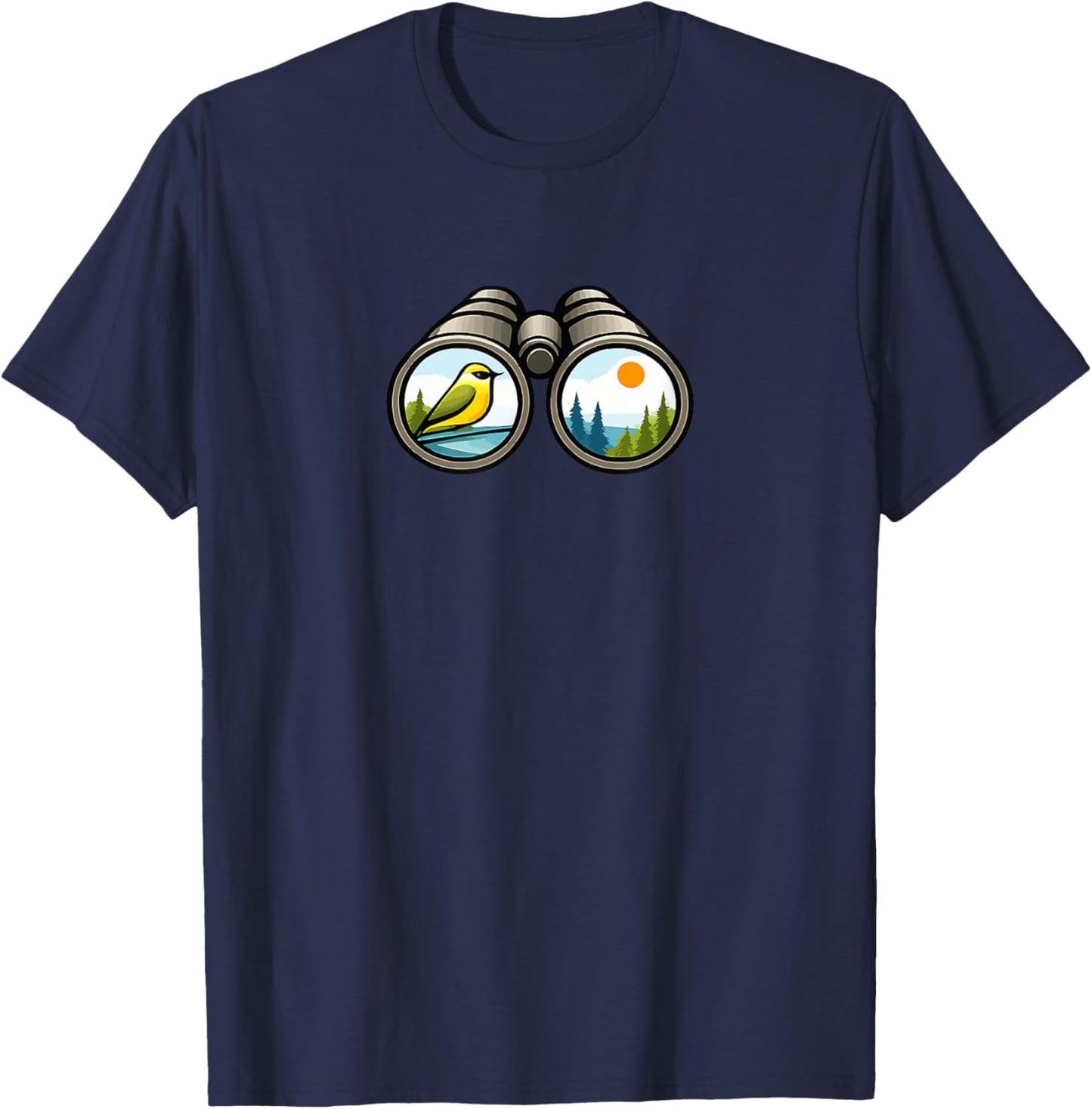 Bird Watching Binoculars T-Shirt - T-Shirt | Navy