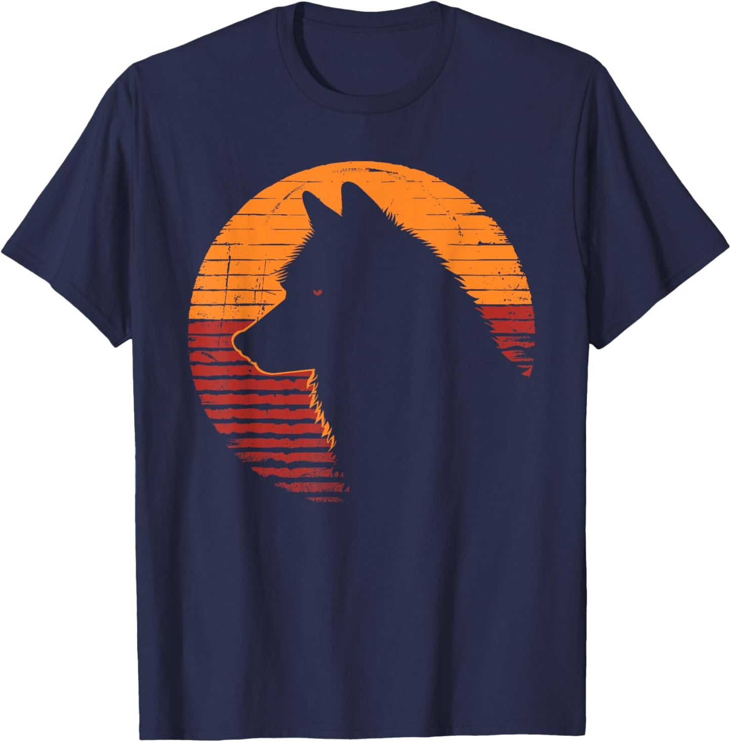 Wolf Retro Vintage 80s 90s - Wolf Wild Animals Lover Gift T-Shirt - T-Shirt | Navy