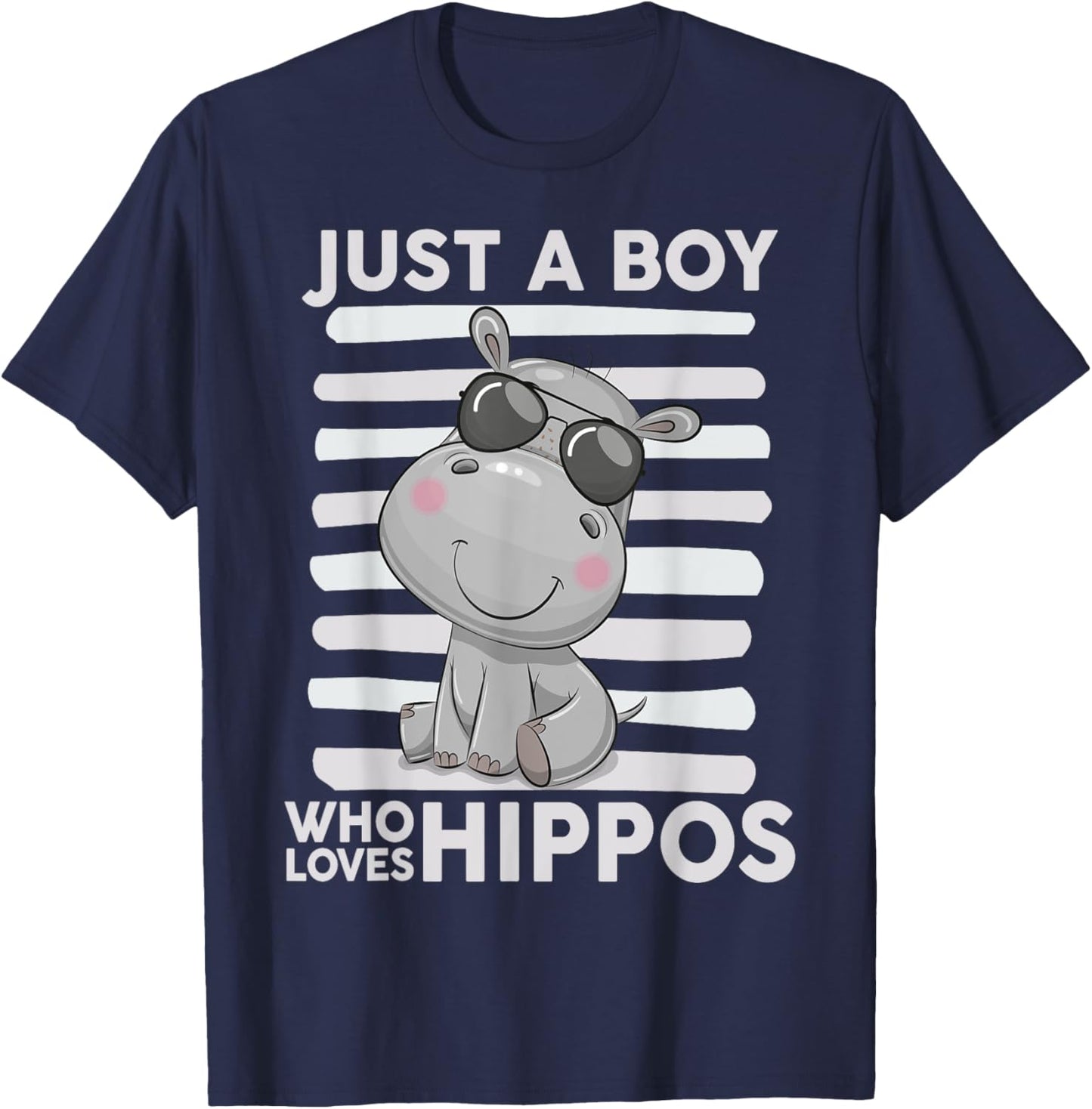 Kids Hippo-Shirt Boys Toddler Just A Boy Who Loves Hippos T-Shirt - T-Shirt | Navy