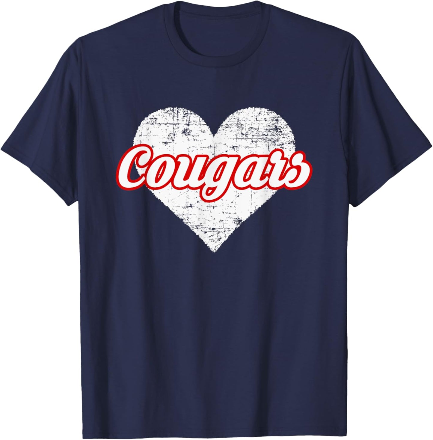 Hazleton Area Cougars Over Heart T-Shirt - T-Shirt | Navy