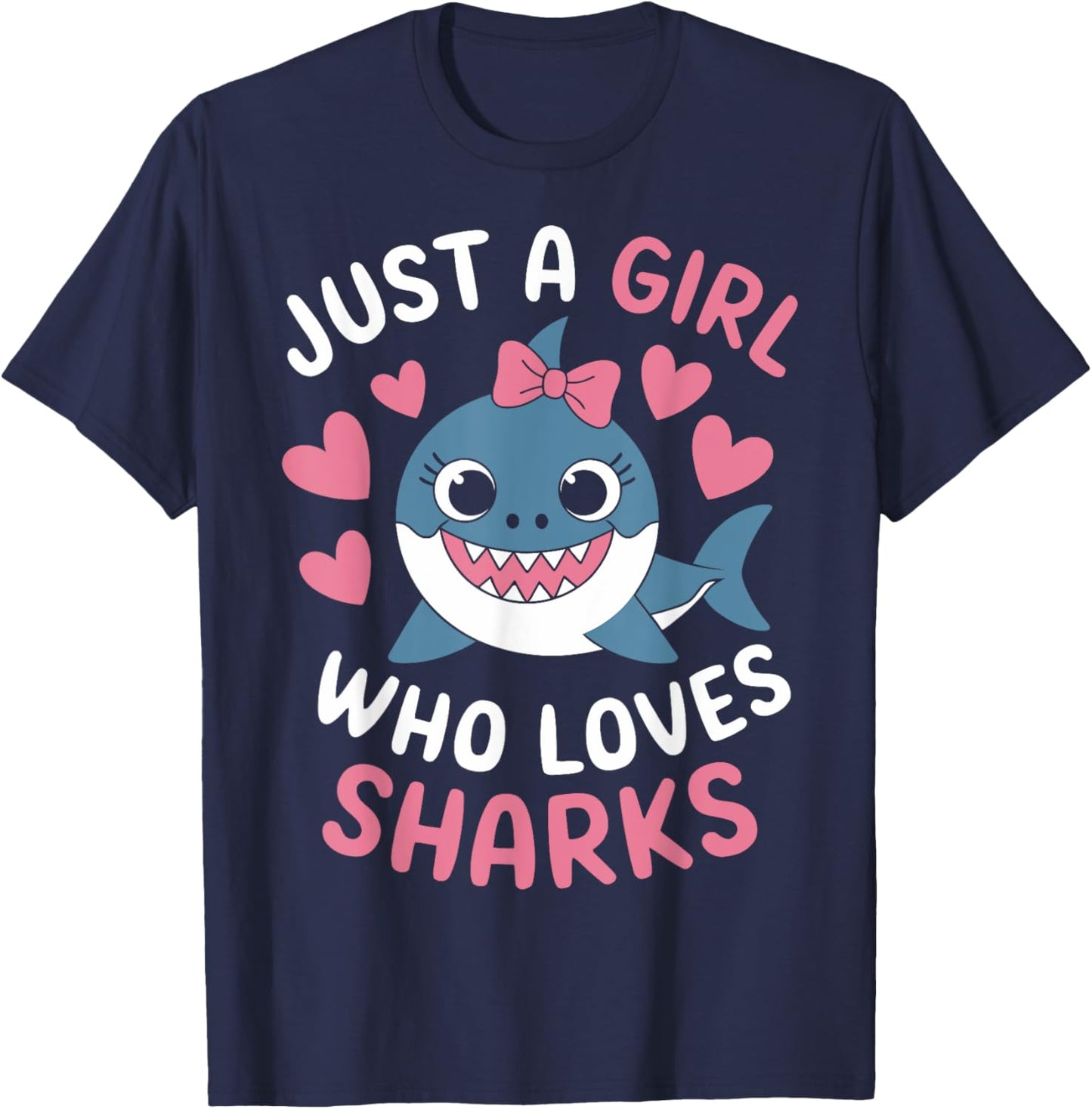 Just a Girl Who Loves Sharks Cute Ocean Animal Lover T-Shirt - T-Shirt | Navy