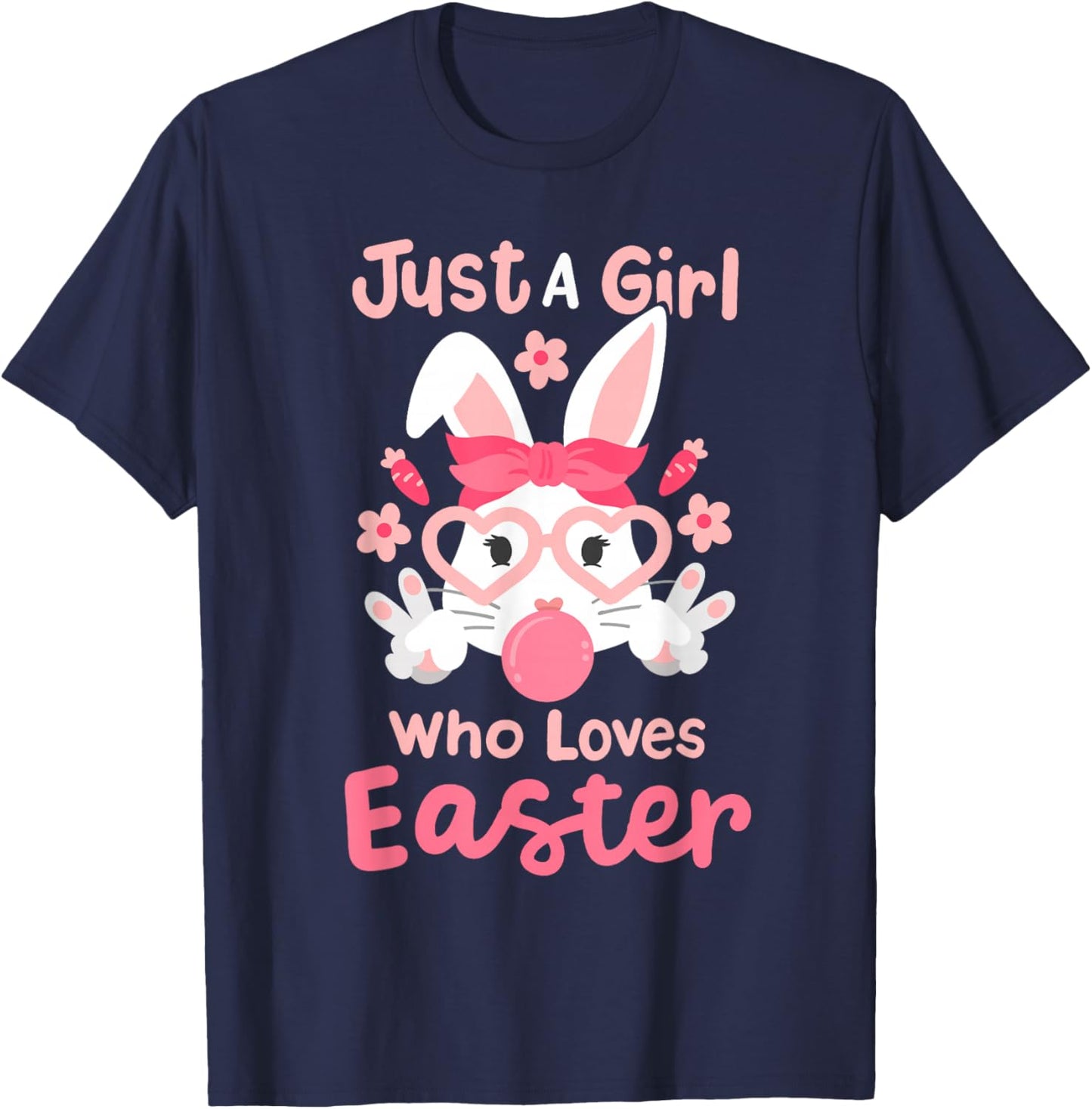 A Girl Who Loves Easter Cute Bunny Family Matching Kids T-Shirt - T-Shirt | Navy