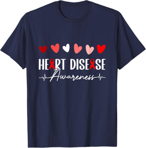 Heart Diseas Awareness CHD Awareness red Heart Health T-Shirt - T-Shirt | Navy