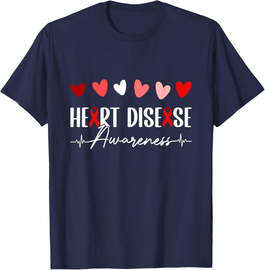Heart Diseas Awareness CHD Awareness red Heart Health T-Shirt - T-Shirt | Navy
