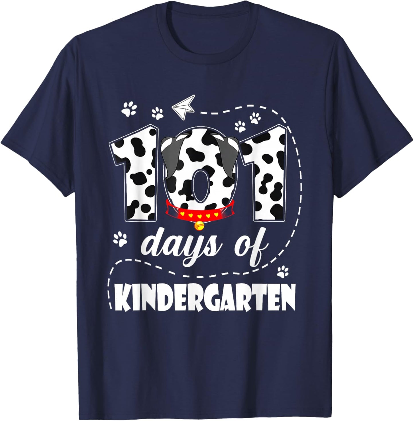 101 Days Kindergarten School 100 Days Dog 100th Day Students T-Shirt - T-Shirt | Navy