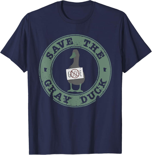 Save The Gray Duck Funny Animals Christmas Farm Lover Goose T-Shirt - T-Shirt | Navy