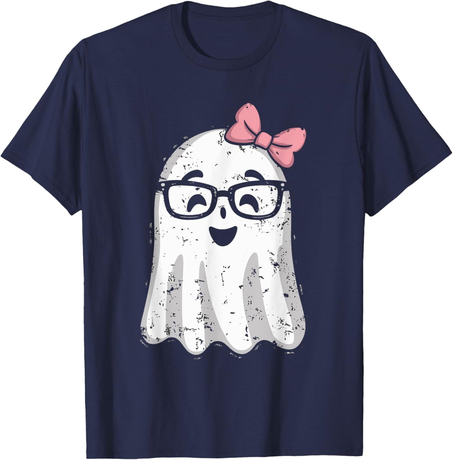 Ghost Eyeglass Girl Halloween Girly Ghost T-Shirt - T-Shirt | Navy