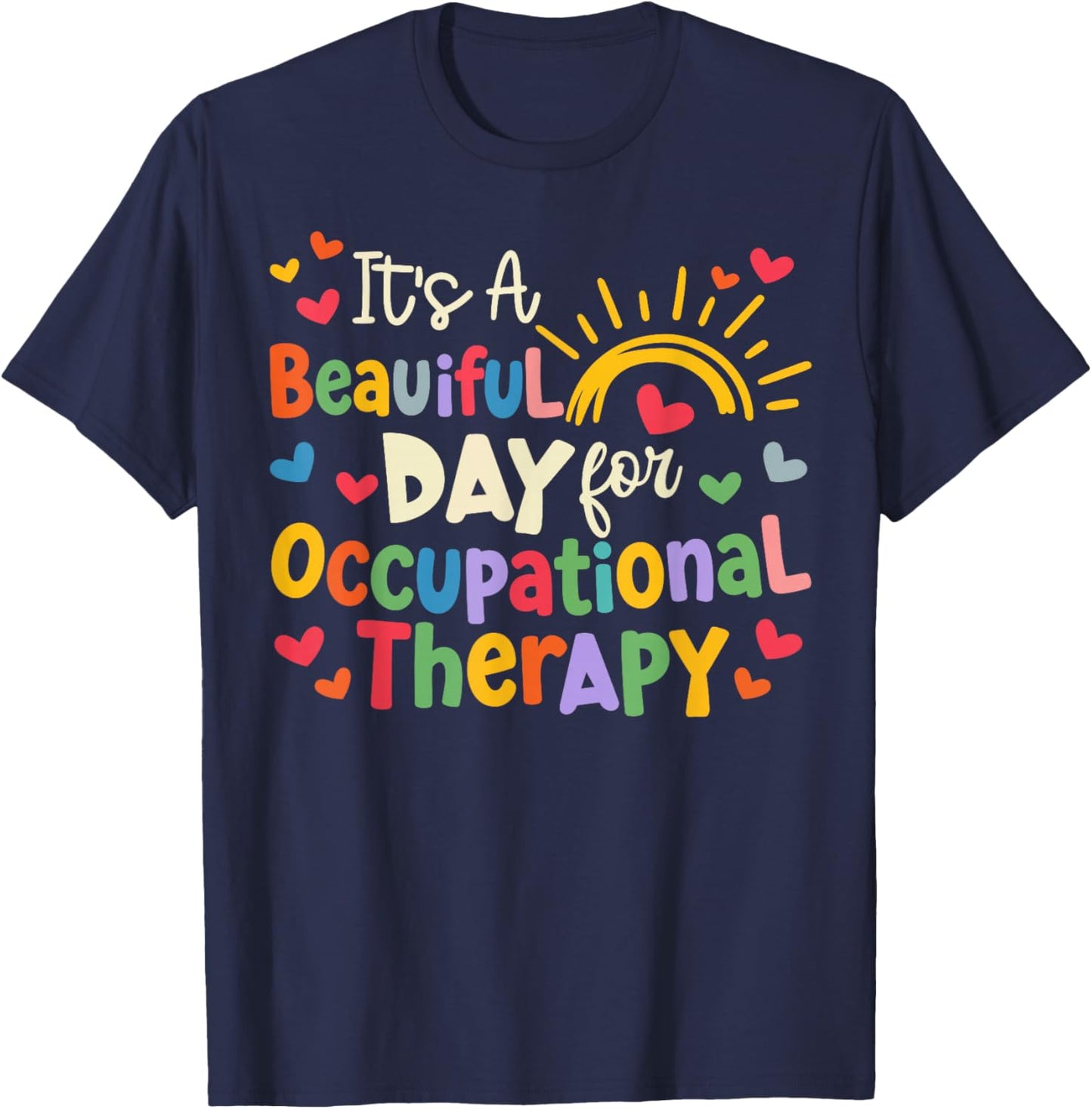 Vintage It's A Beautiful Day for Occupational Therapy Groovy T-Shirt - T-Shirt | Navy