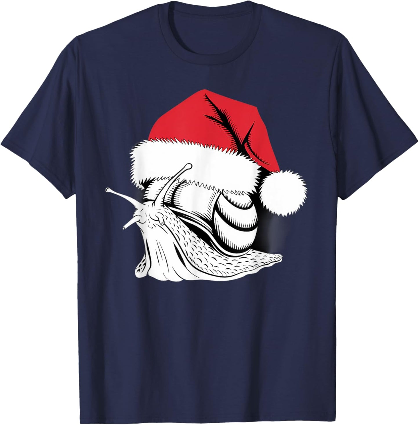 Joyful Snail Santa on Snail Christmas T-Shirt - T-Shirt | Navy