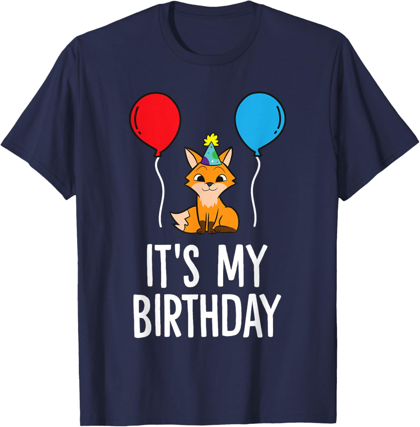 It's My Birthday Fox Birthday Party Fox T-Shirt - T-Shirt | Navy