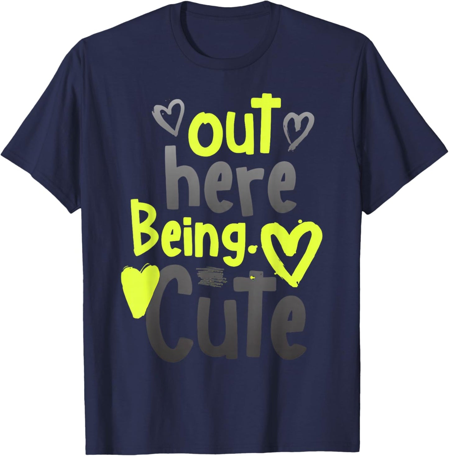 Neon Yellow Black Cool Grey Graphic Match T-Shirt - T-Shirt | Navy