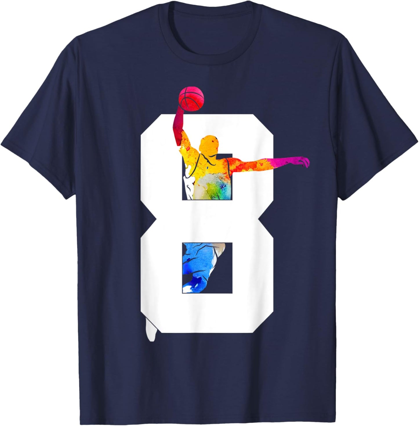 8 Years Basketball 8th Birthday T-Shirt - T-Shirt | Navy