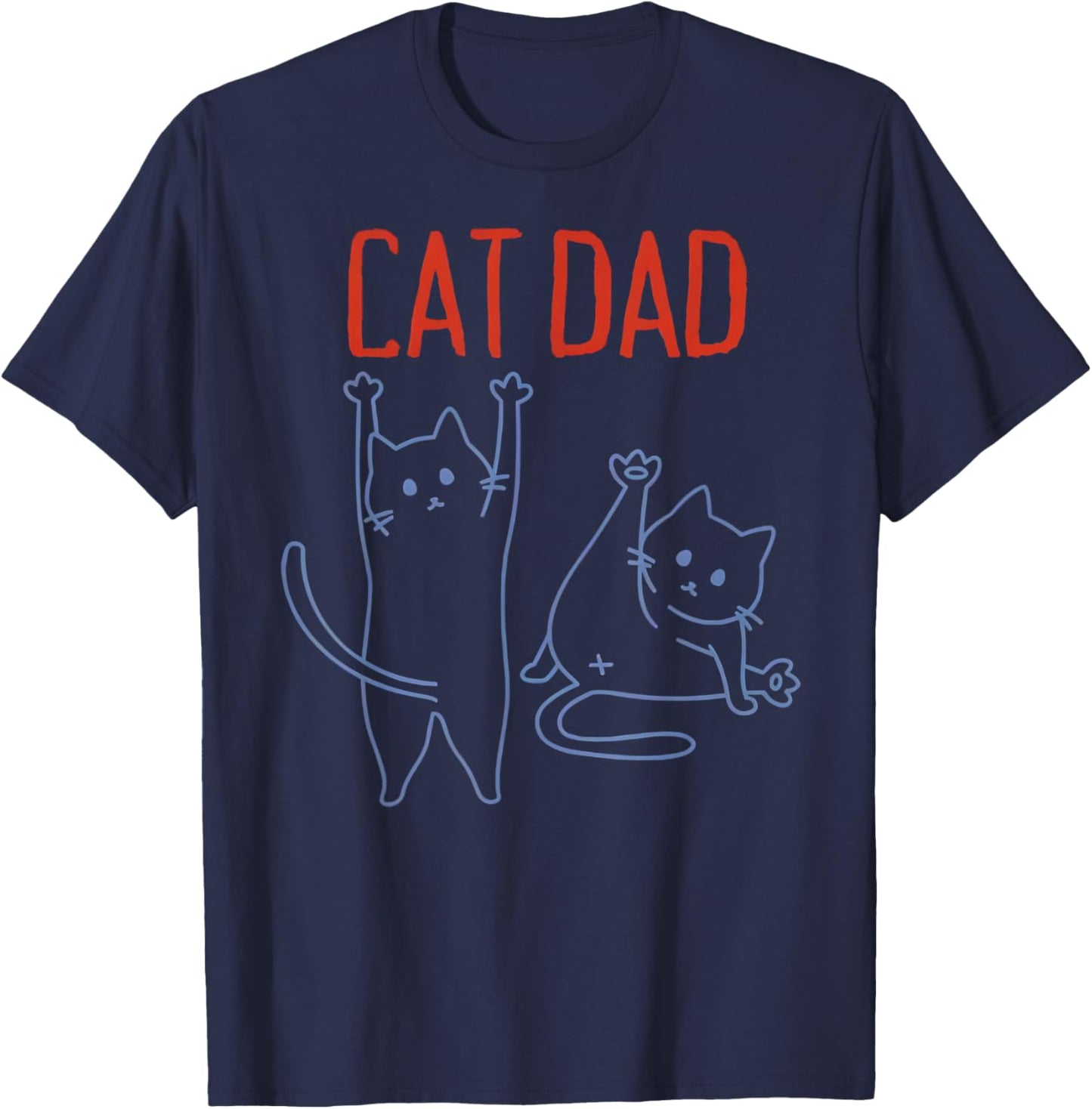 Cat Dad Cat Lover Funny Cat Minimalist Cat Family Matching T-Shirt - T-Shirt | Navy