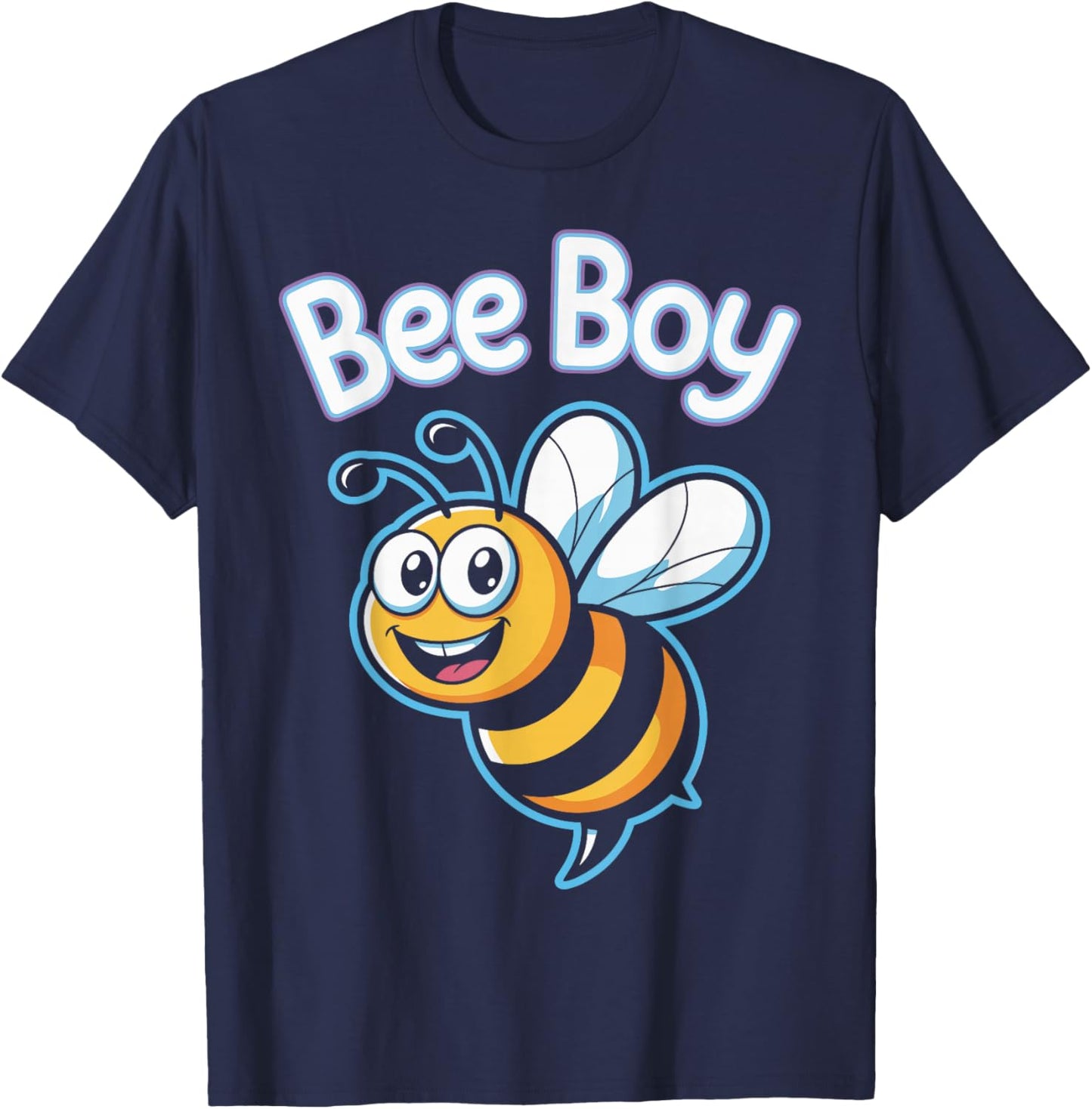 Bee Boy Cute Cartoon Bumblebee Beehive Birthday Party T-Shirt - T-Shirt | Navy