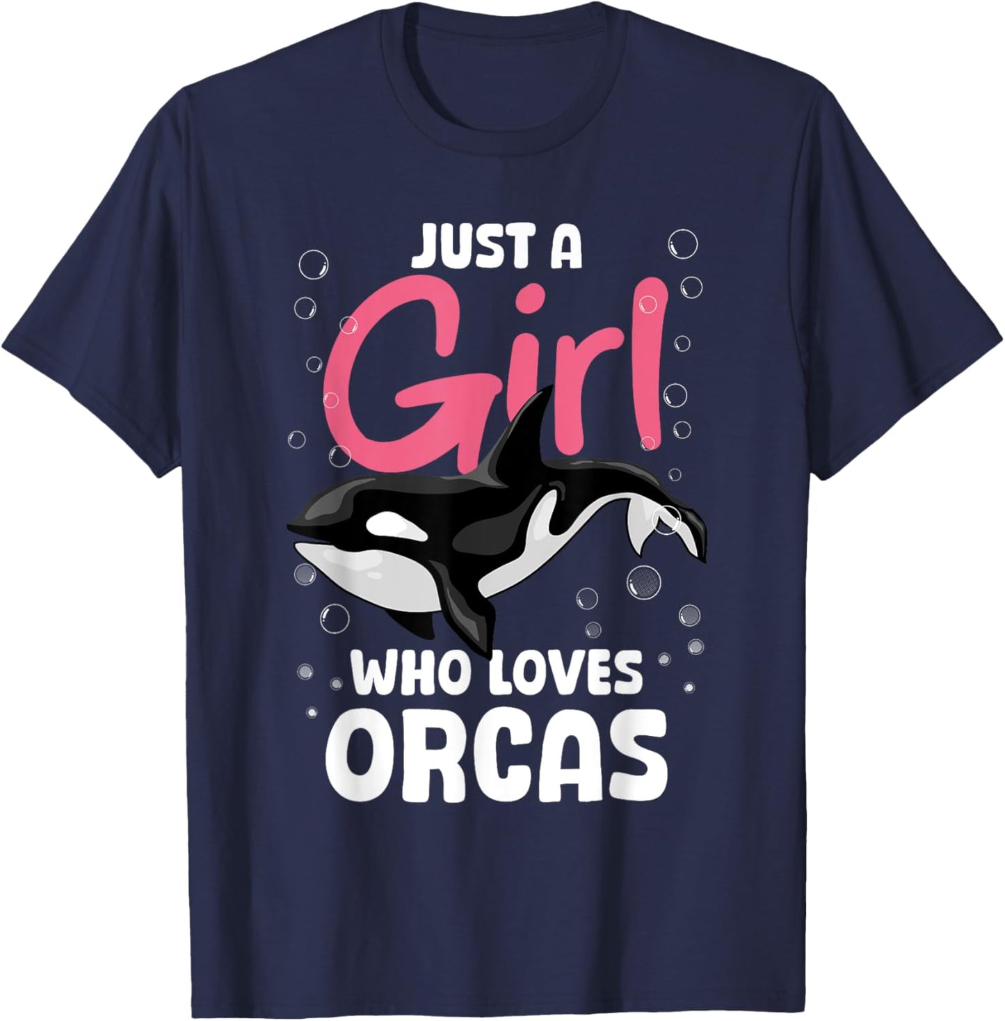 Cool Orca Whale Design For Girls Women Kids Ocean Orca Lover T-Shirt - T-Shirt | Navy