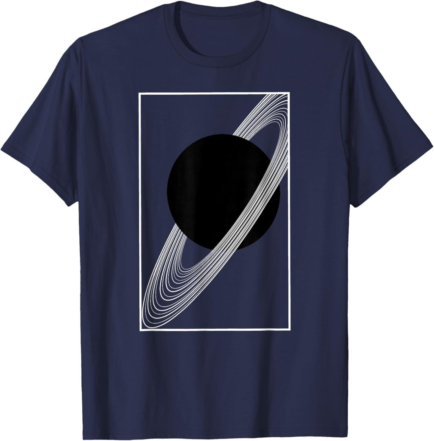 Rings of Saturn | Minimalist Astronomy Solar Planet System T-Shirt - T-Shirt | Navy