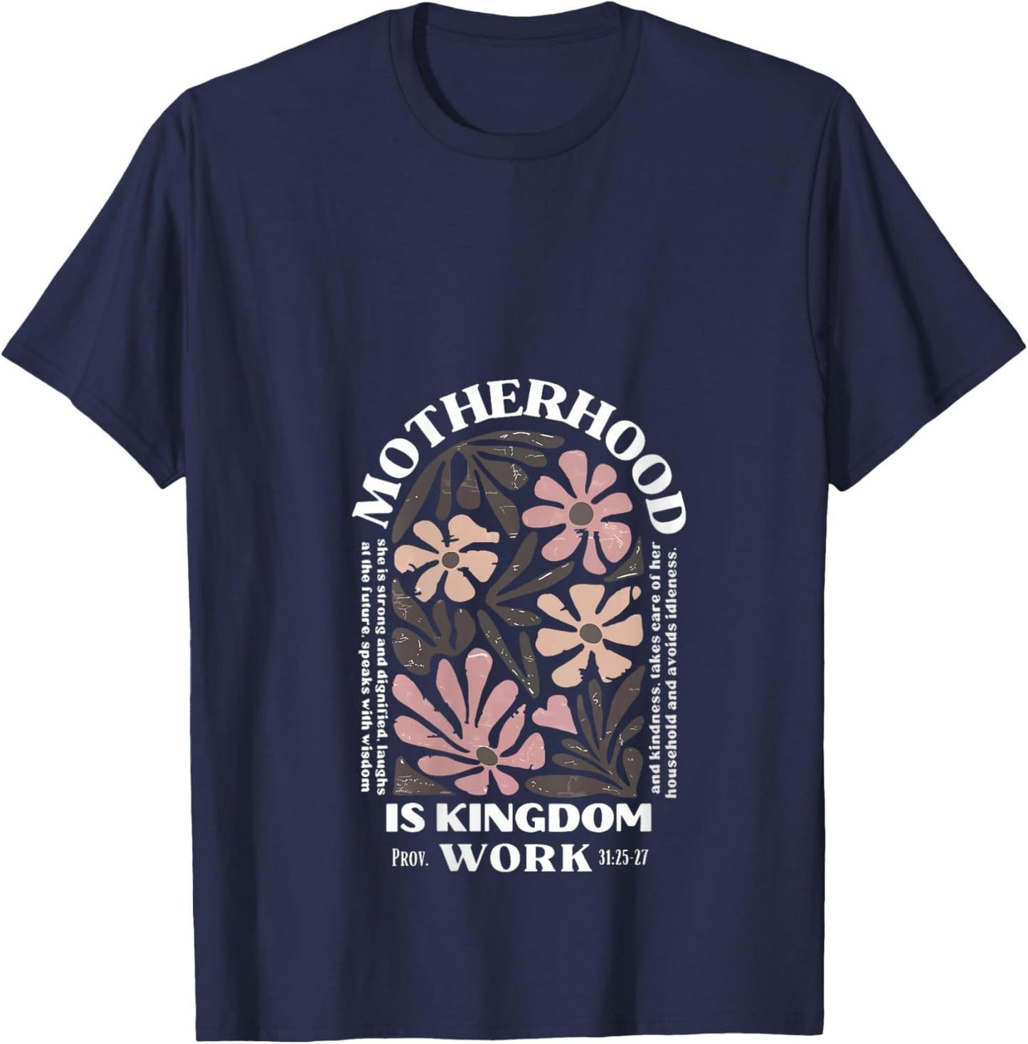 Motherhood is Kingdom Work V-Neck T-Shirt - T-Shirt | Navy